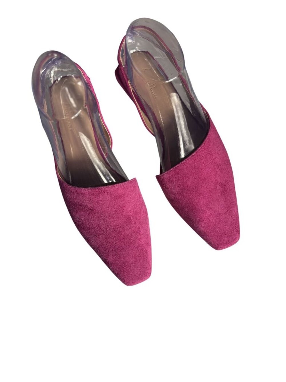 Naturalizer Fuchsia Suede Slingback Flats With Square Toe & Low Block Heel